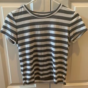 Semi-cropped striped tee